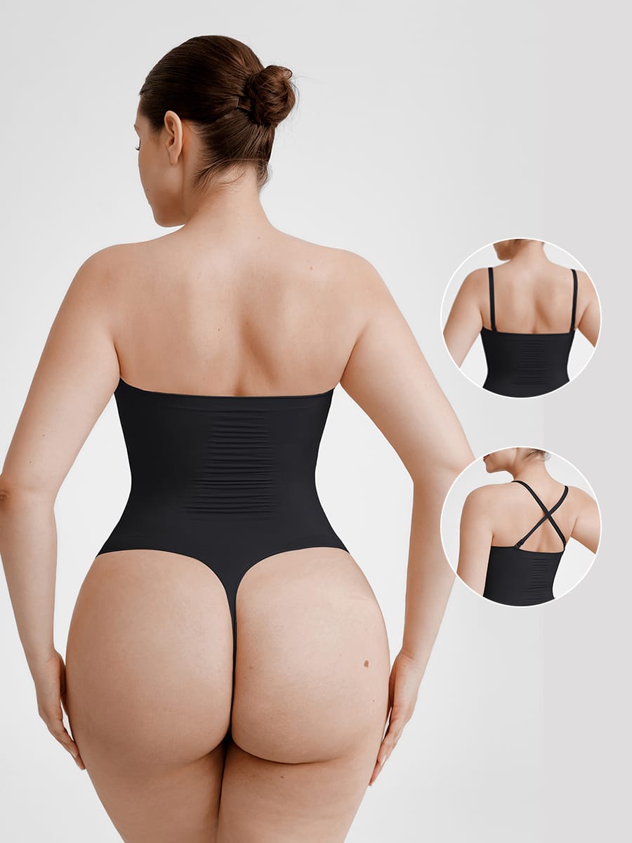 Seamless Strapless Tummy Control Thong Bodysuit 2