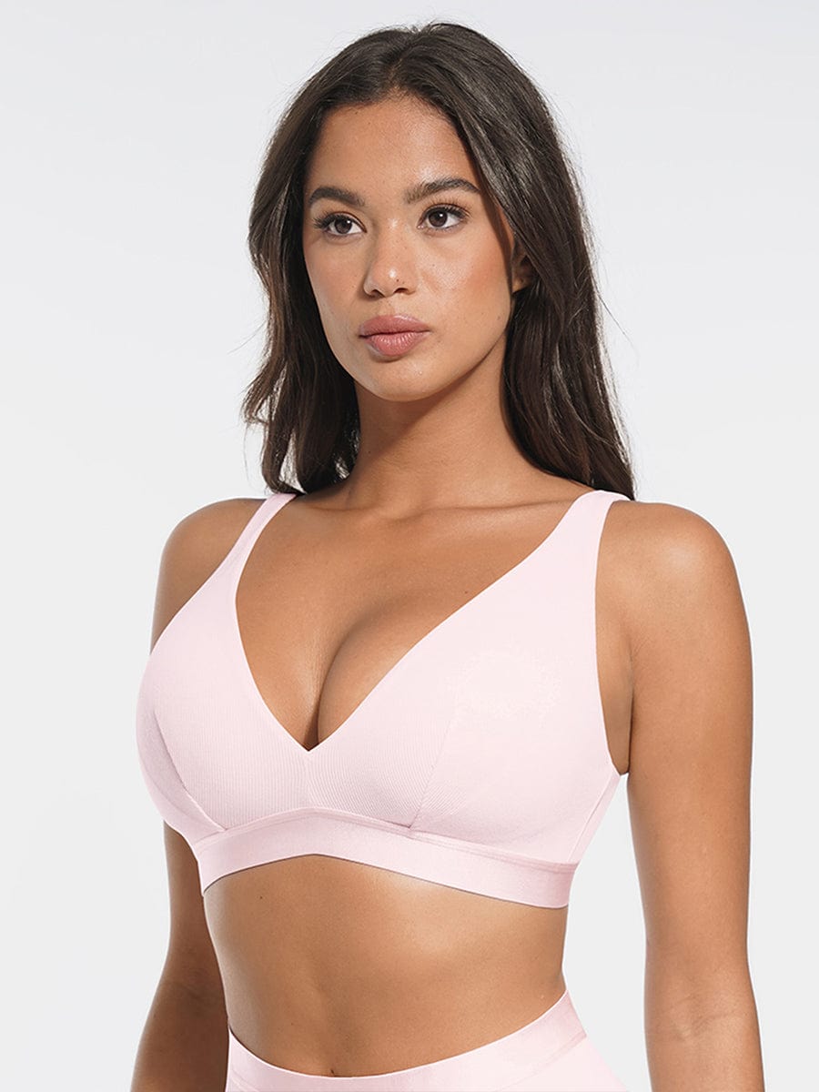 Deep V-Neck Ribbed Modal Bralette Black 8