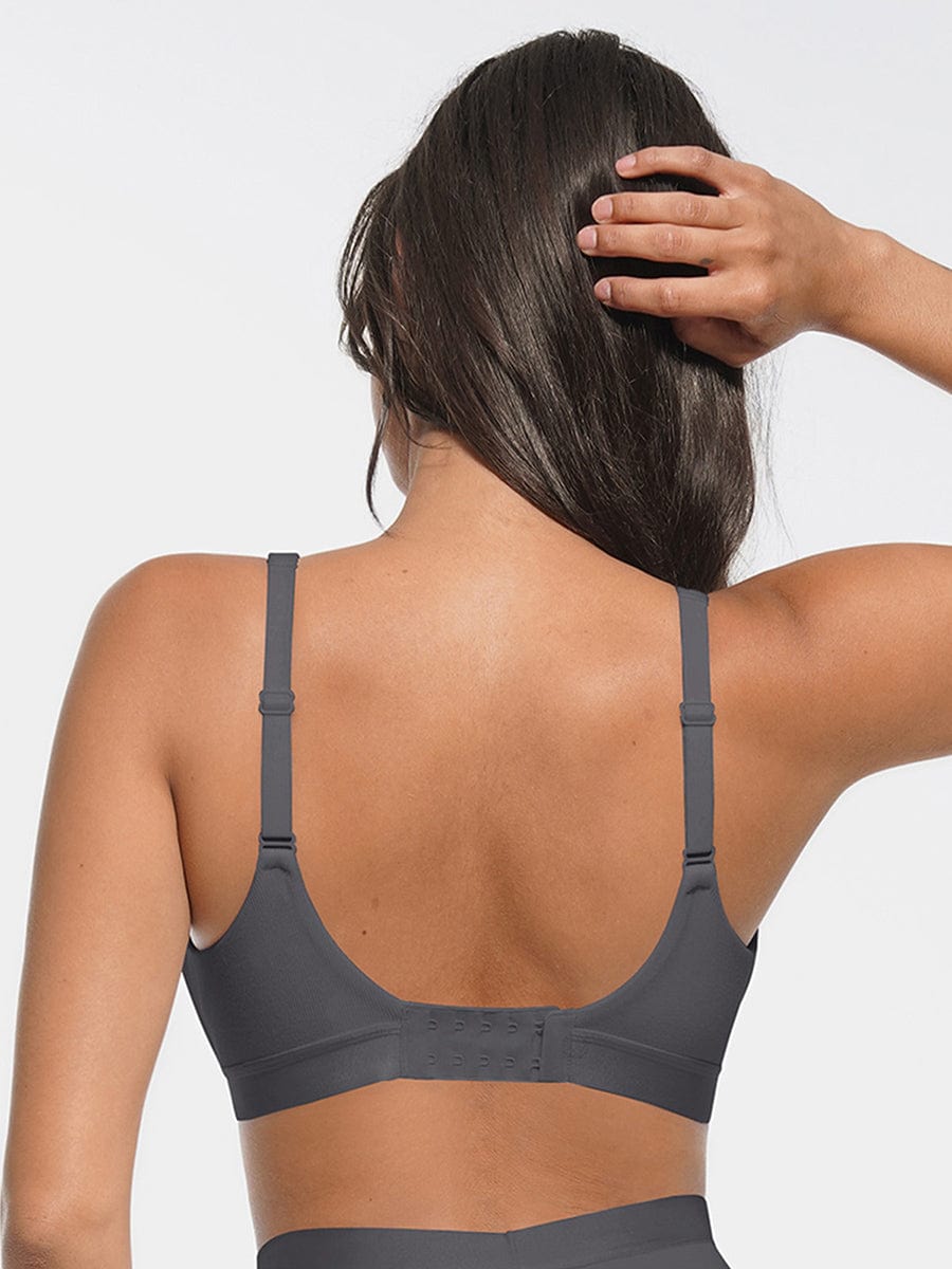 Deep V-Neck Ribbed Modal Bralette Pink 5