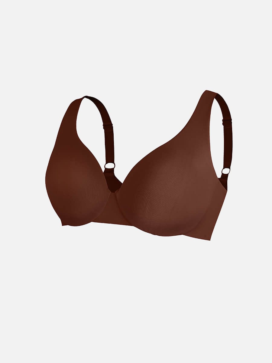 Unpadded Underwire Deep V-Neck Side Support Bra Black 21