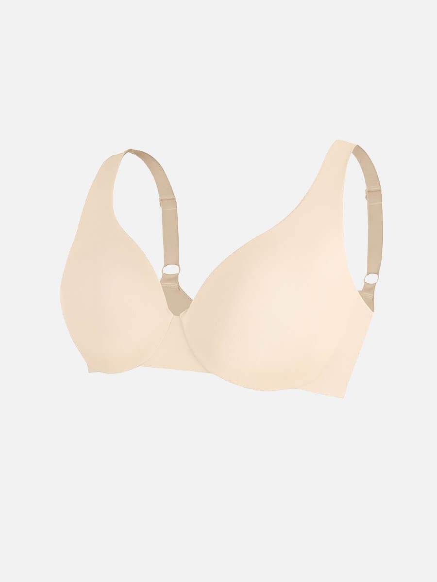 Unpadded Underwire Deep V-Neck Side Support Bra Leopard Pink 19