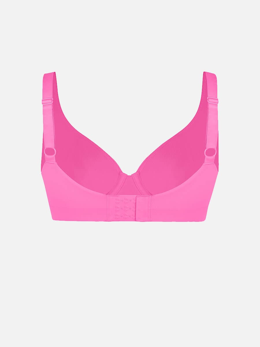 Unpadded Underwire Deep V-Neck Side Support Bra Leopard Pink 11