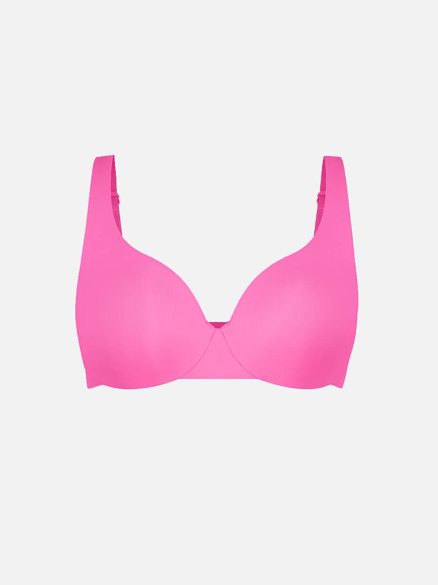 Unpadded Underwire Deep V-Neck Side Support Bra Leopard Pink 9