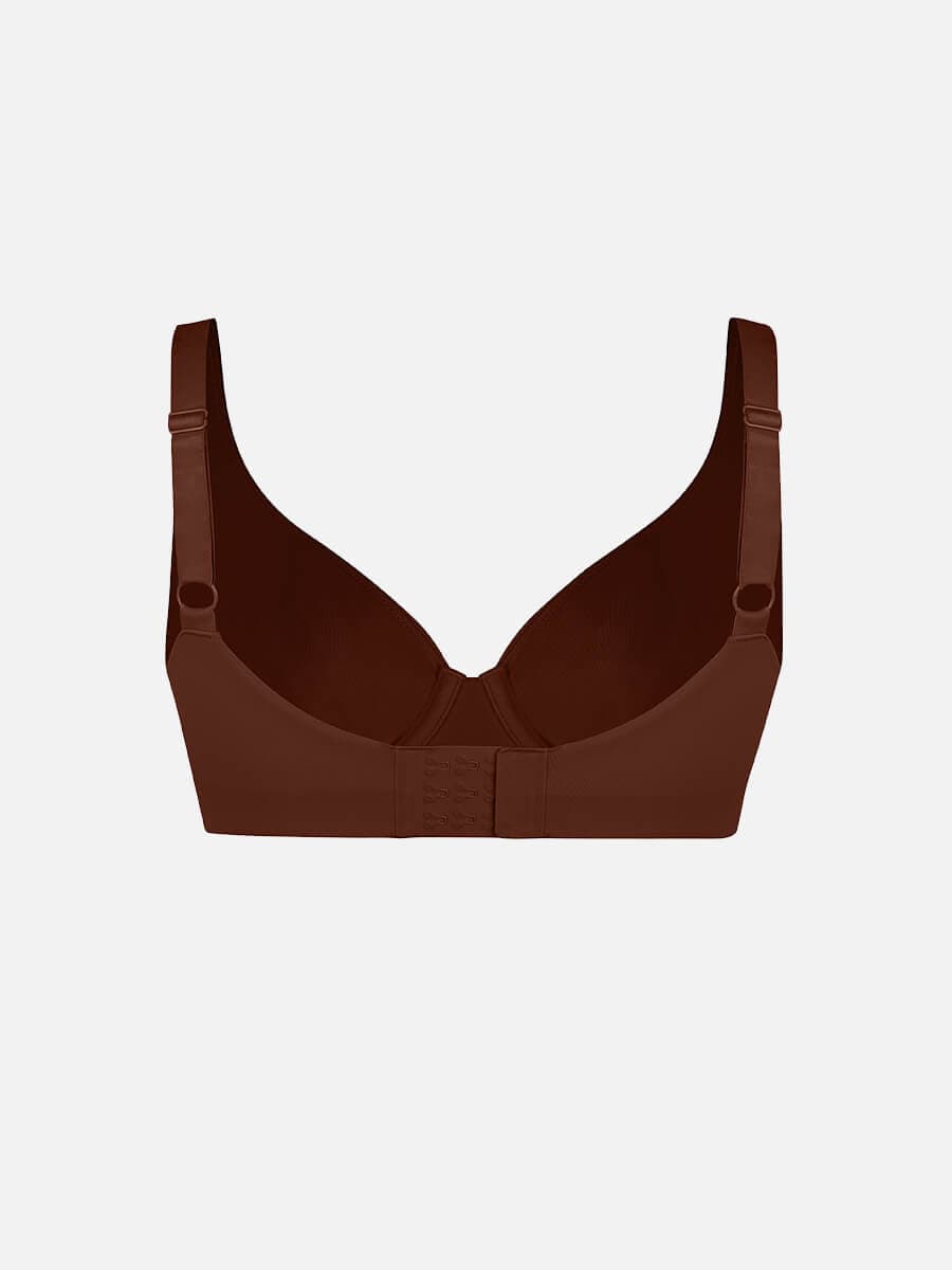 Unpadded Underwire Deep V-Neck Side Support Bra Black 22