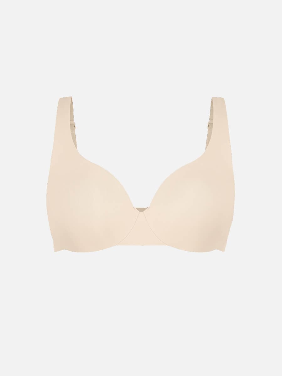 Unpadded Underwire Deep V-Neck Side Support Bra Leopard Pink 18
