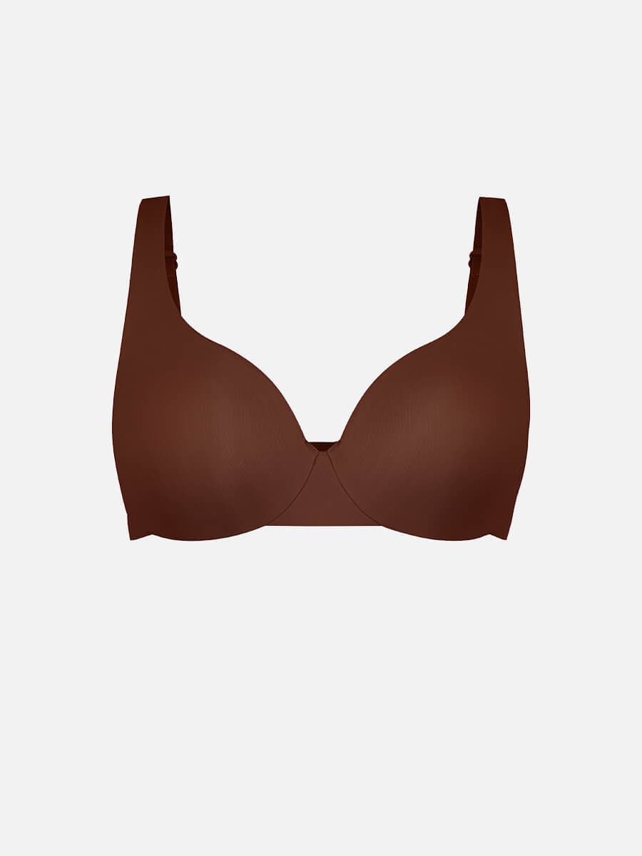 Unpadded Underwire Deep V-Neck Side Support Bra Black 20