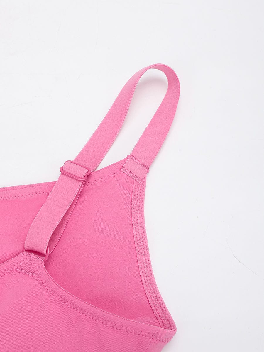 Seamless V-Neck Underarm-Smoothing Bralette Dark Pink 2