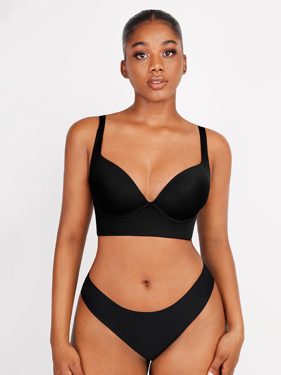 Deep Cup Push-Up Full Coverage Bra Black 9