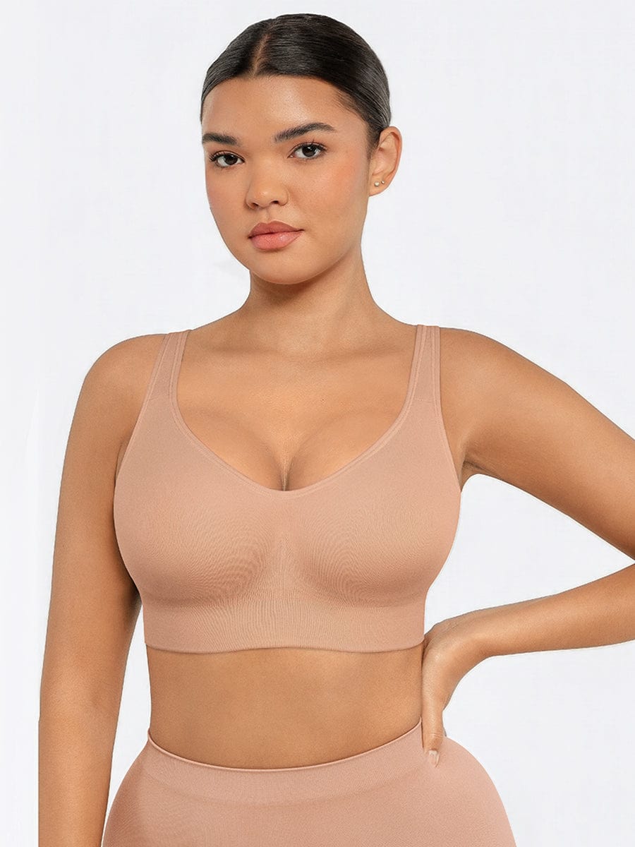 Wireless Bust Support Bra With Wide Straps Dark Brown 5