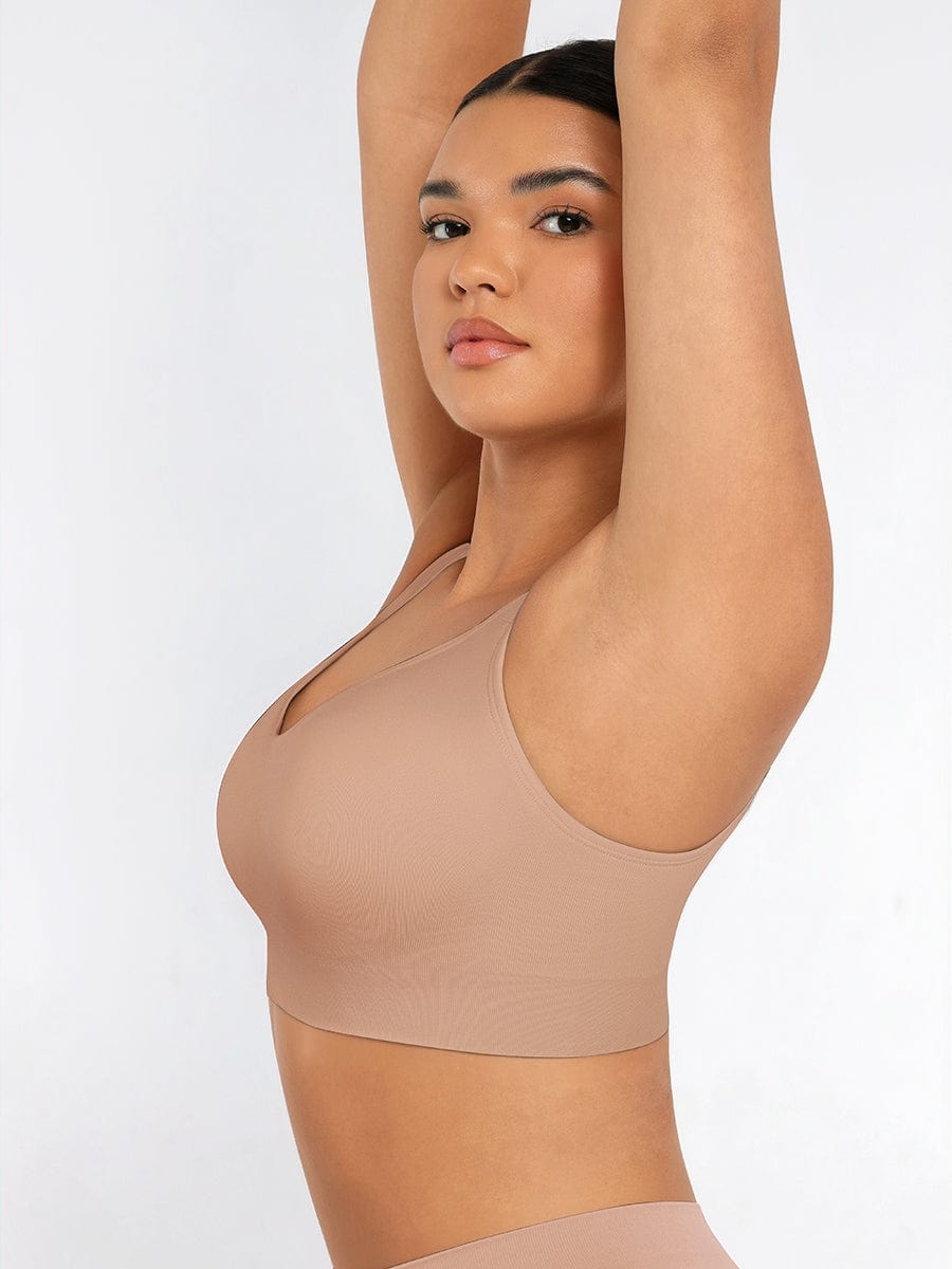 Wireless Bust Support Bra With Wide Straps Dark Brown 7