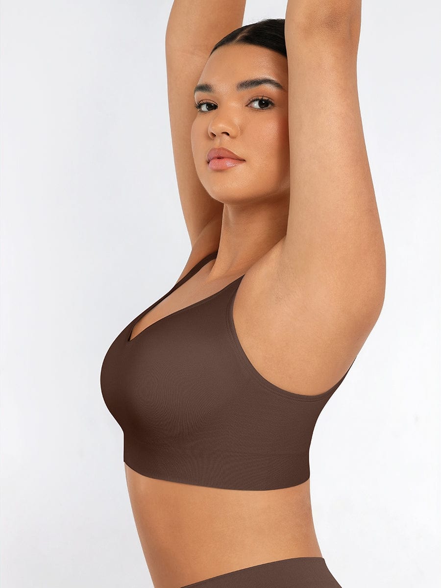 Wireless Bust Support Bra With Wide Straps White 6