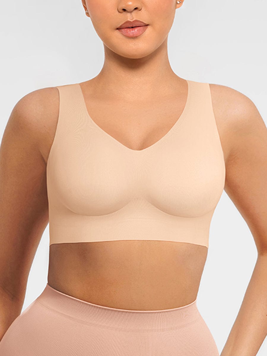 Fitted V-Neck Seamless Bra Tank Top 4