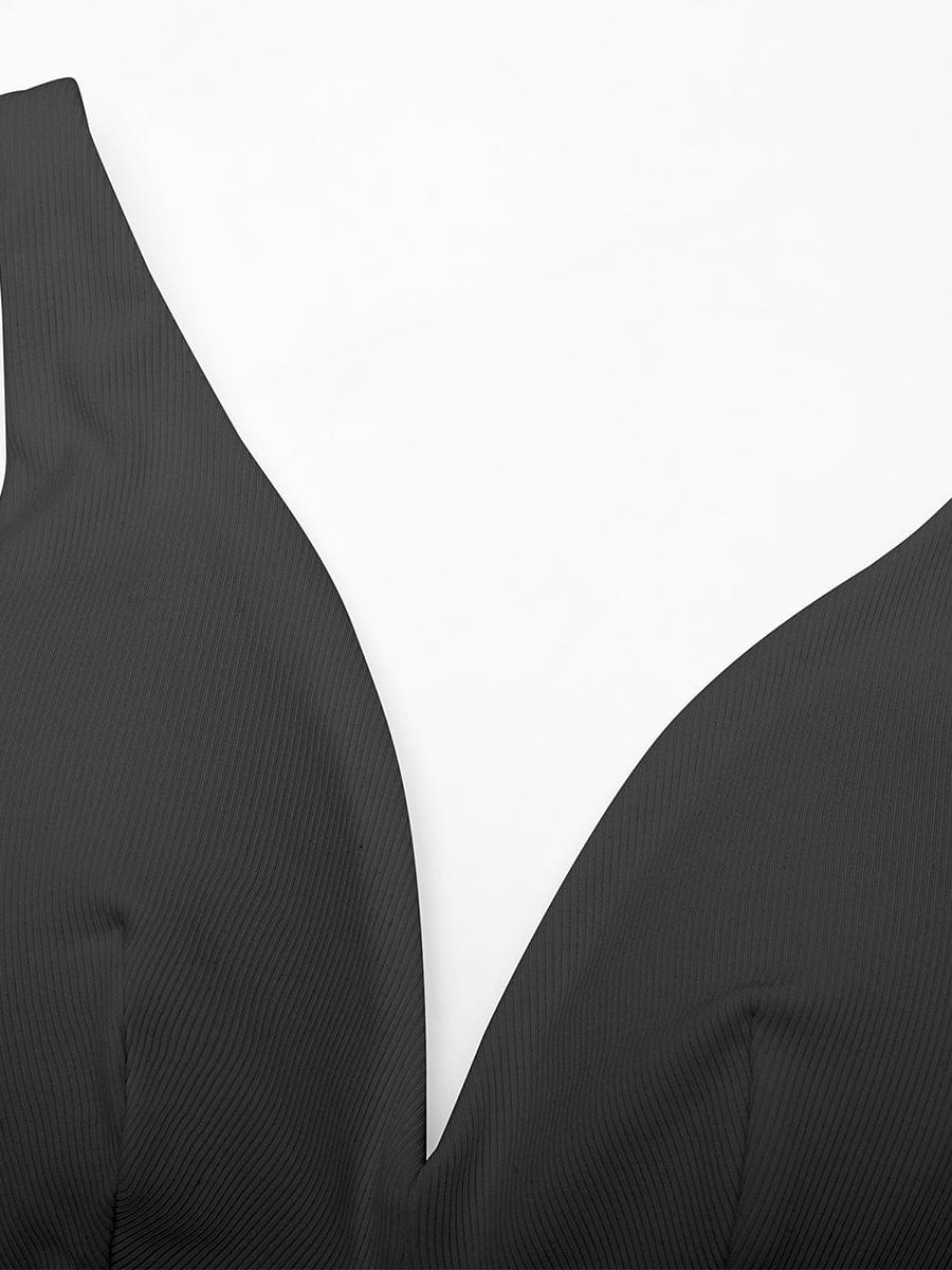 Deep V-Neck Ribbed Modal Bralette Black 4