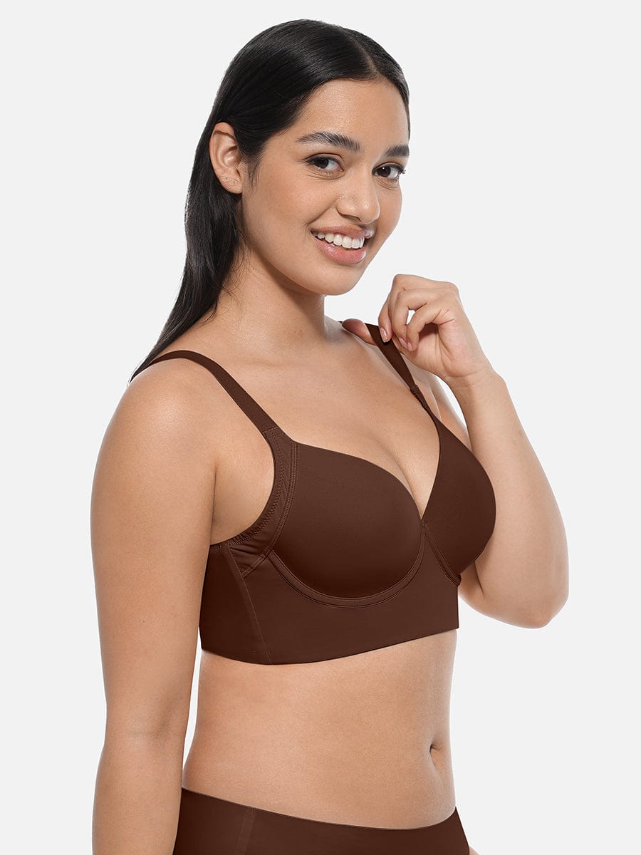 Underwire Push-Up Full Coverage Bra Dark Brown 3