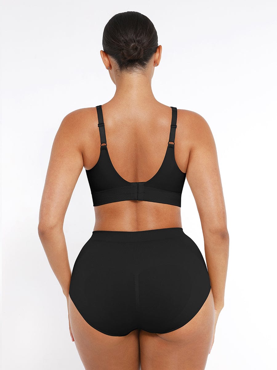 Wireless Bust Support Bra With Wide Straps Black 6