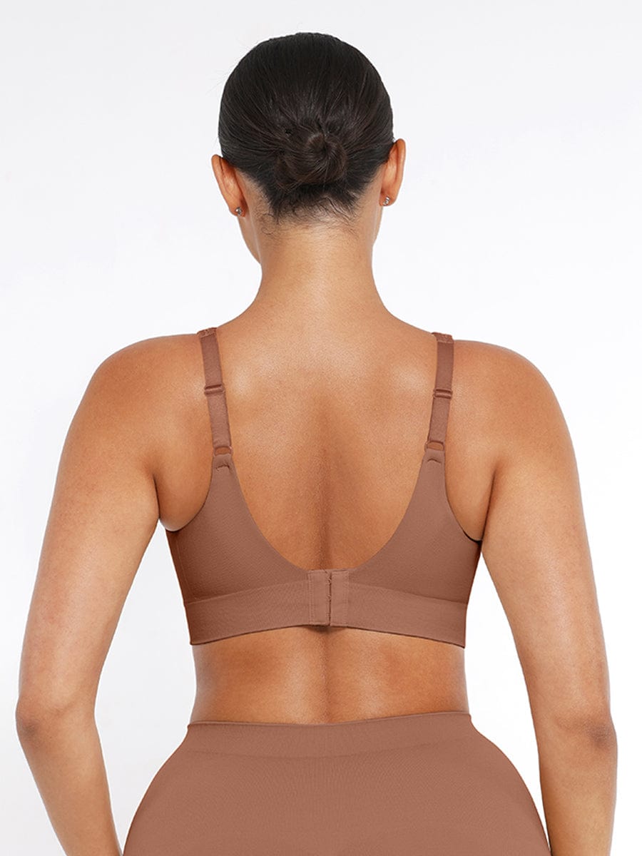 Wireless Bust Support Bra With Wide Straps Light Brown 7