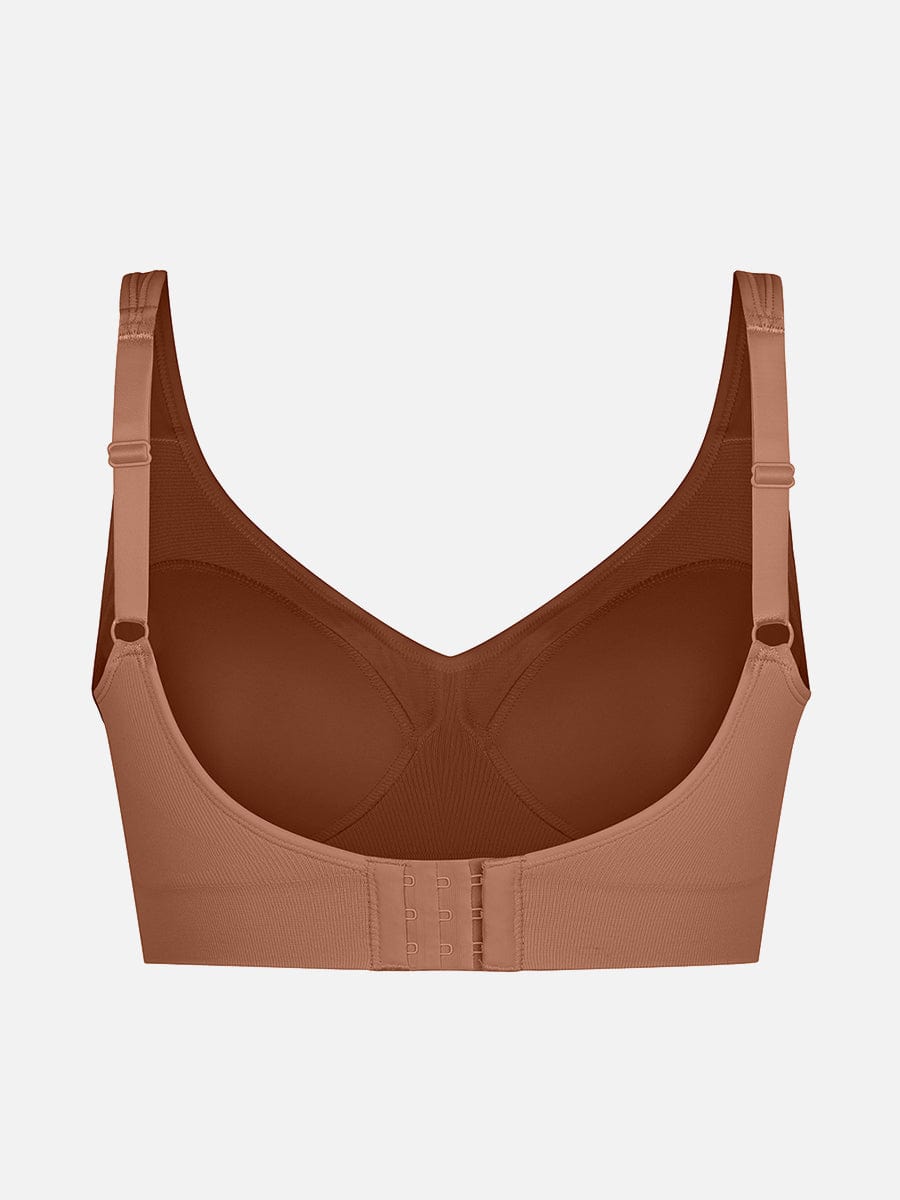 Wireless Bust Support Bra With Wide Straps Dark Brown 3