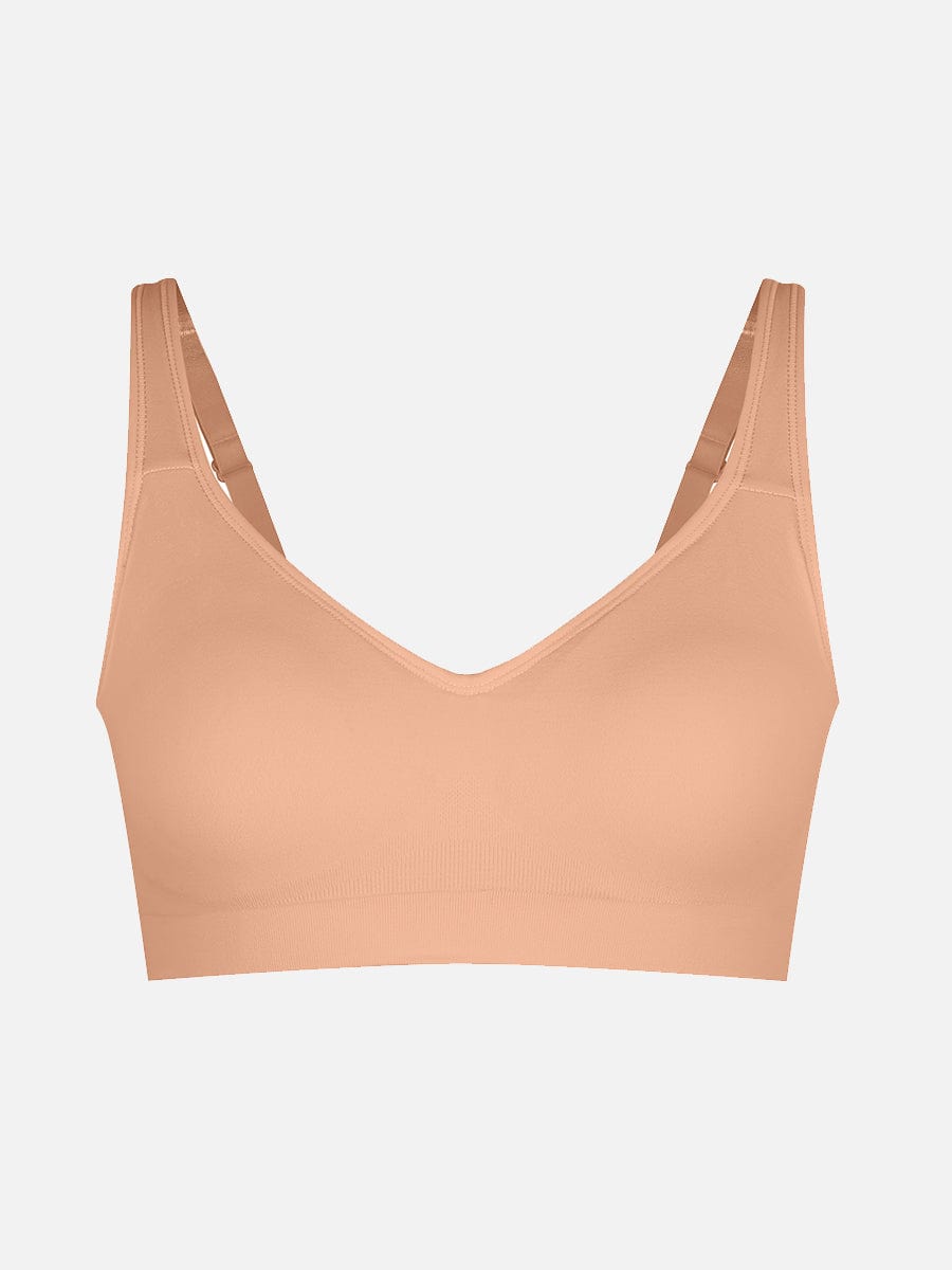 Wireless Bust Support Bra With Wide Straps Dark Brown 6