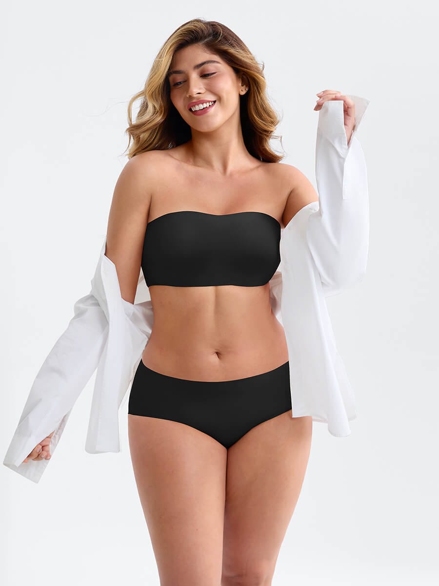 Strapless Anti-Slip Bandeau Bra Light Brown 6