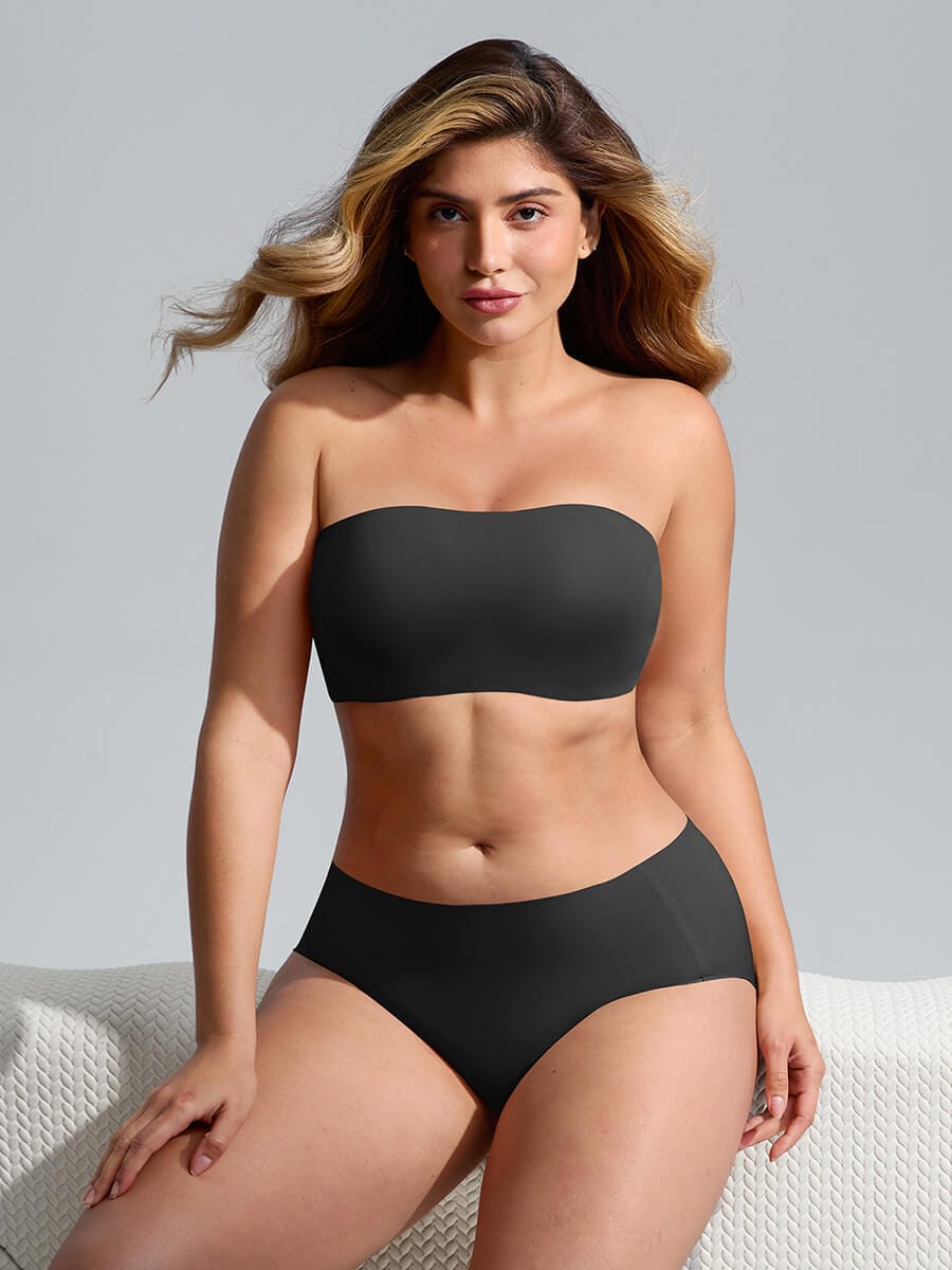 Strapless Anti-Slip Bandeau Bra Light Brown 5