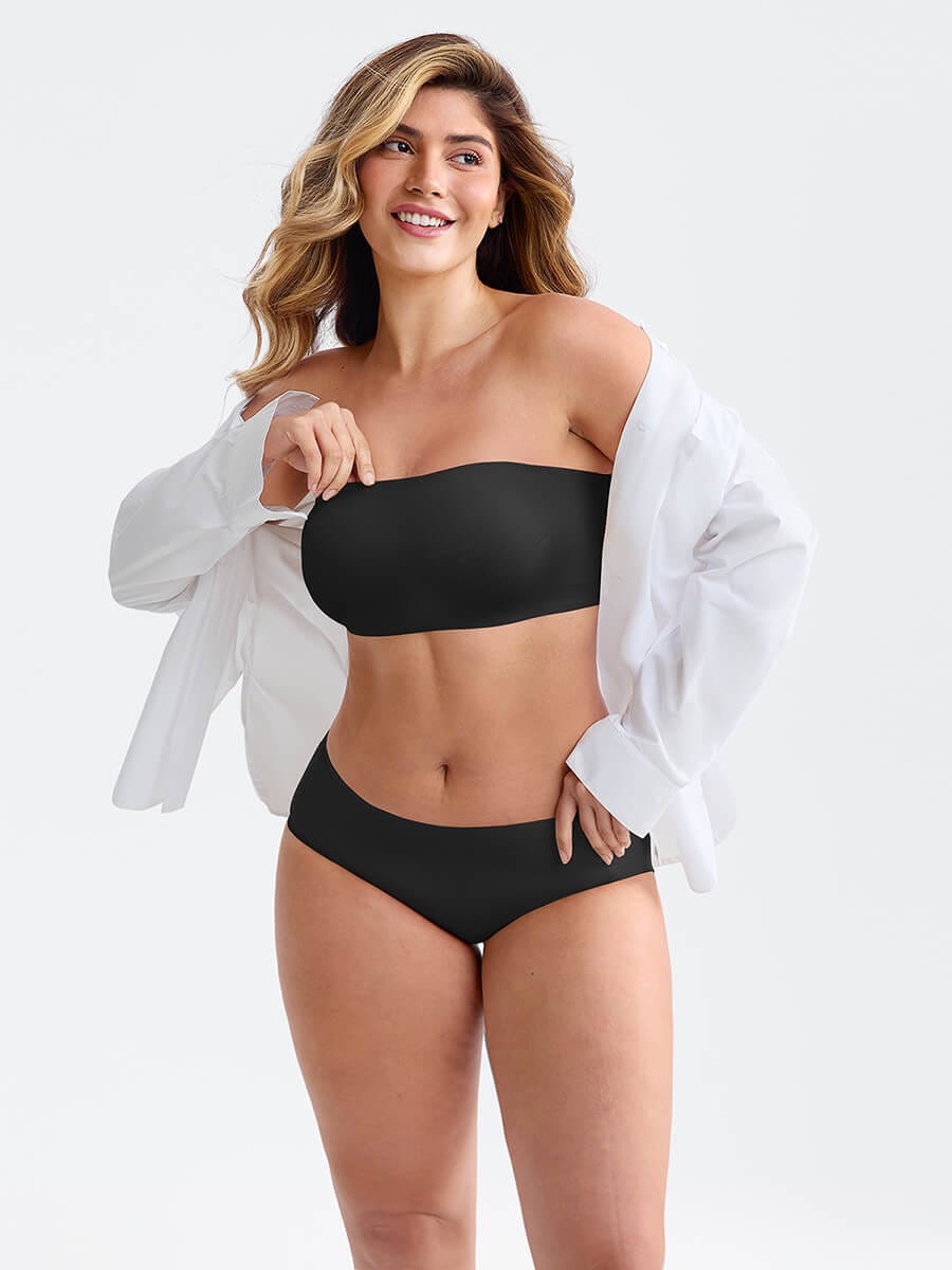Strapless Anti-Slip Bandeau Bra Light Brown 4