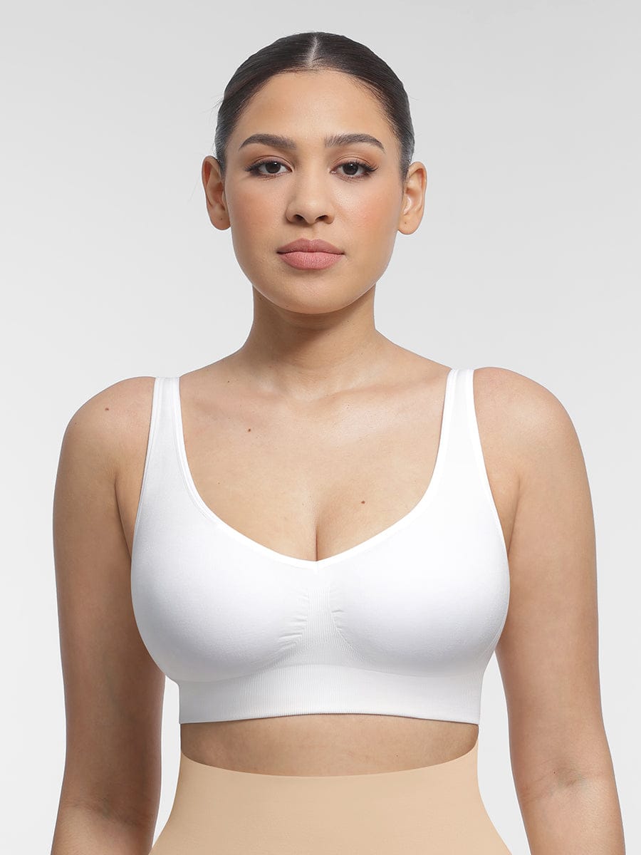 Seamless Back Fat Reduction Inner Bra White 10