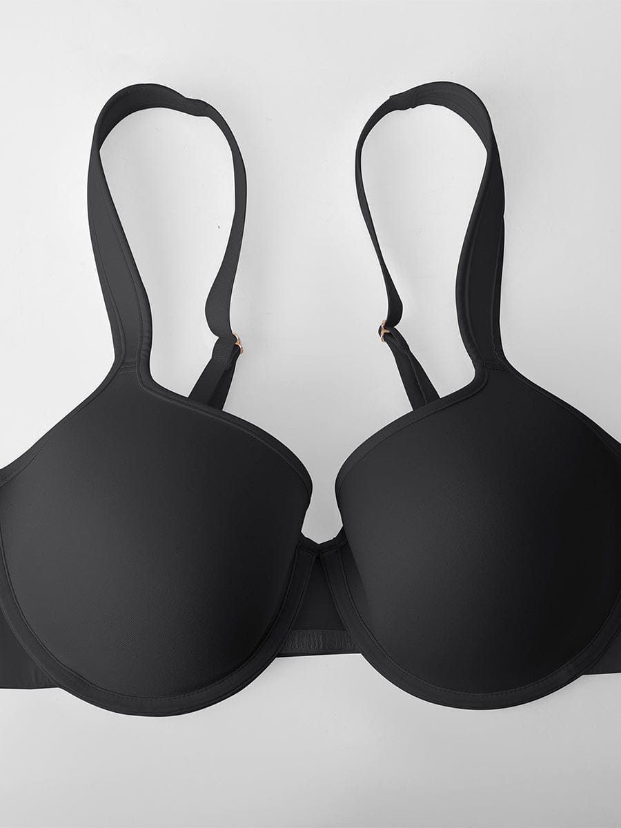 Full Coverage Underwire Bra With Memory Foam Cups Black 14