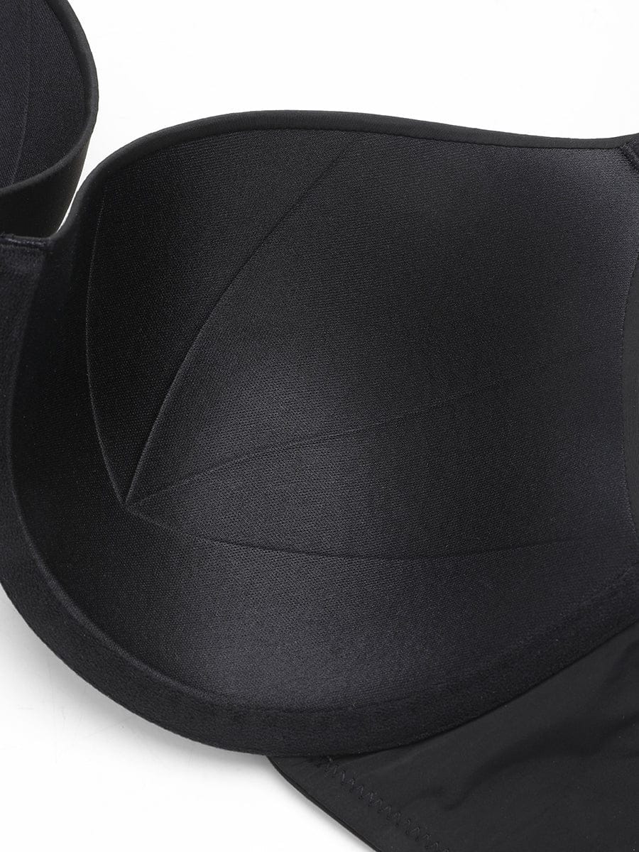 Seamless Underwire Push-Up Demi Bra Black 5