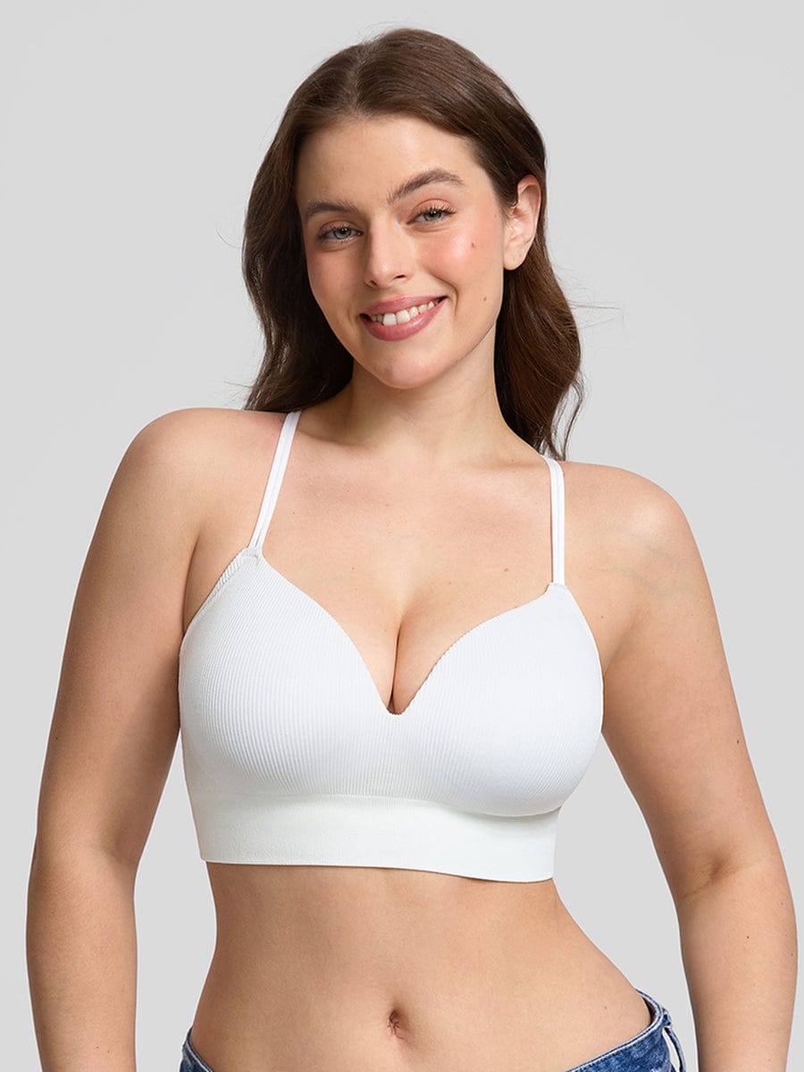 Seamless Wireless Demi T-Shirt Bra White 6