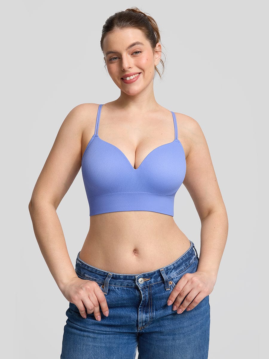 Seamless Wireless Demi T-Shirt Bra Blue 3