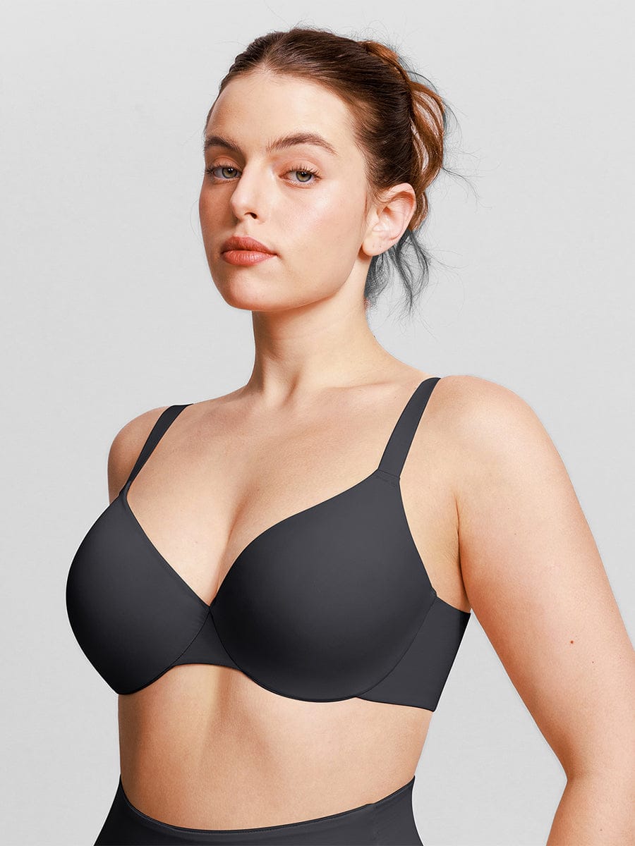 Seamless Underwire Push-Up Demi Bra Black 3