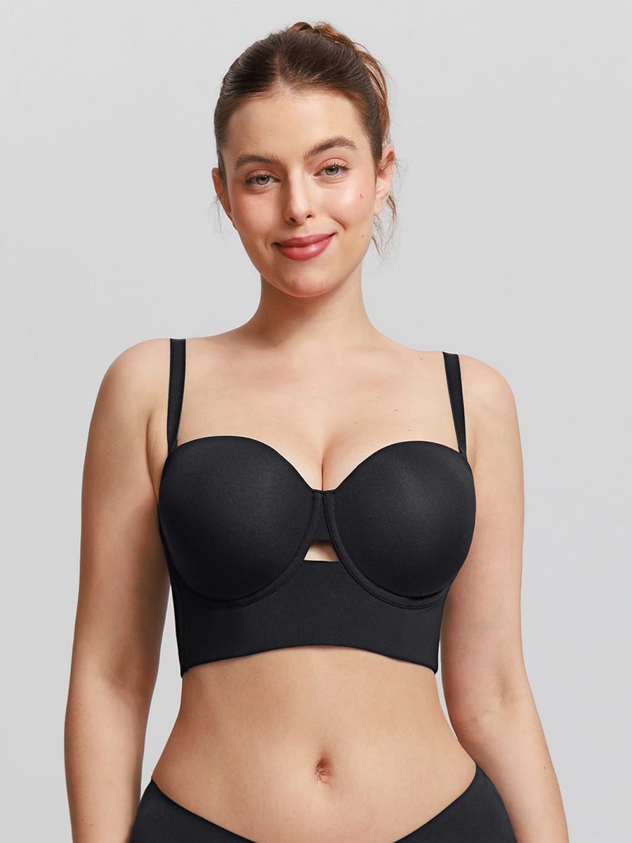 Strapless Half-Cup Underwire Bra Black 8