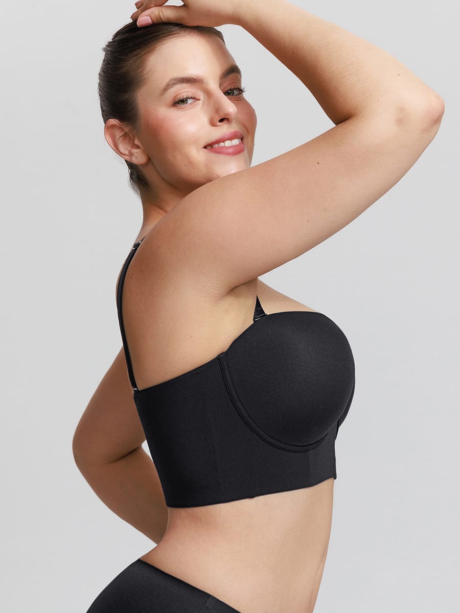 Strapless Half-Cup Underwire Bra Black 9