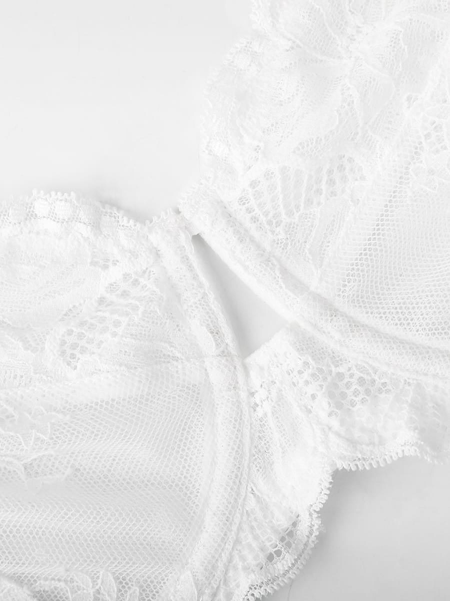 Unlined Underwire Sheer Floral Mesh Lace Bra 24