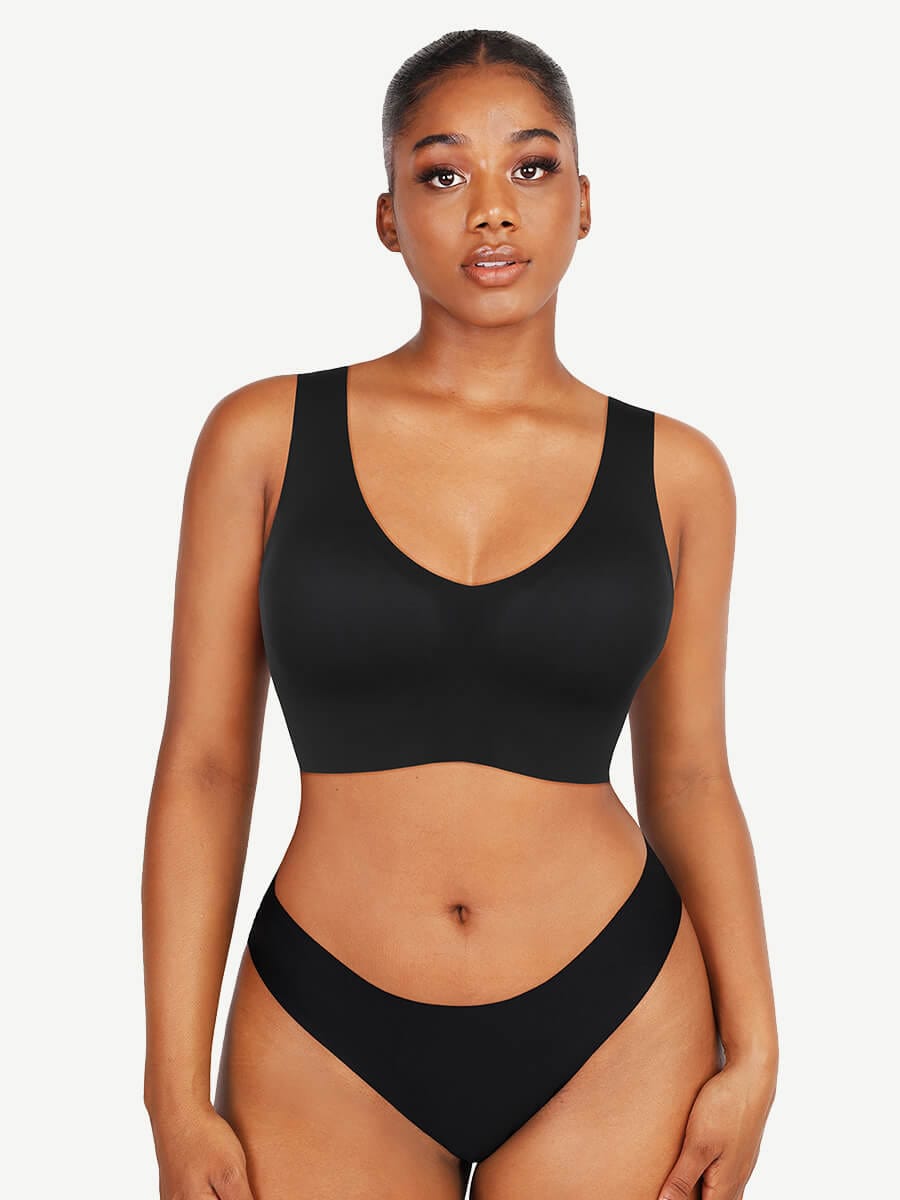 Fitted V-Neck Seamless Bra Tank Top Light Skin 2