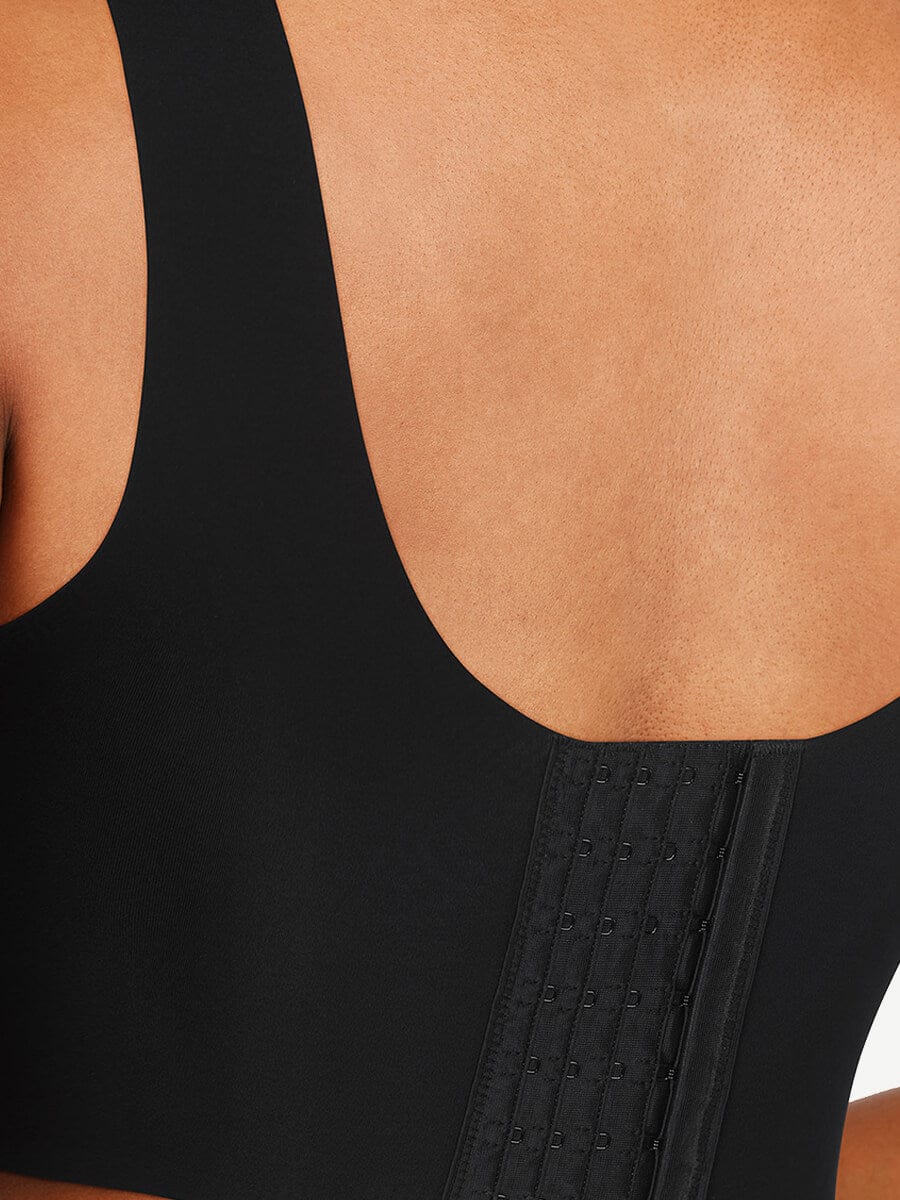 Fitted V-Neck Seamless Bra Tank Top Black 4