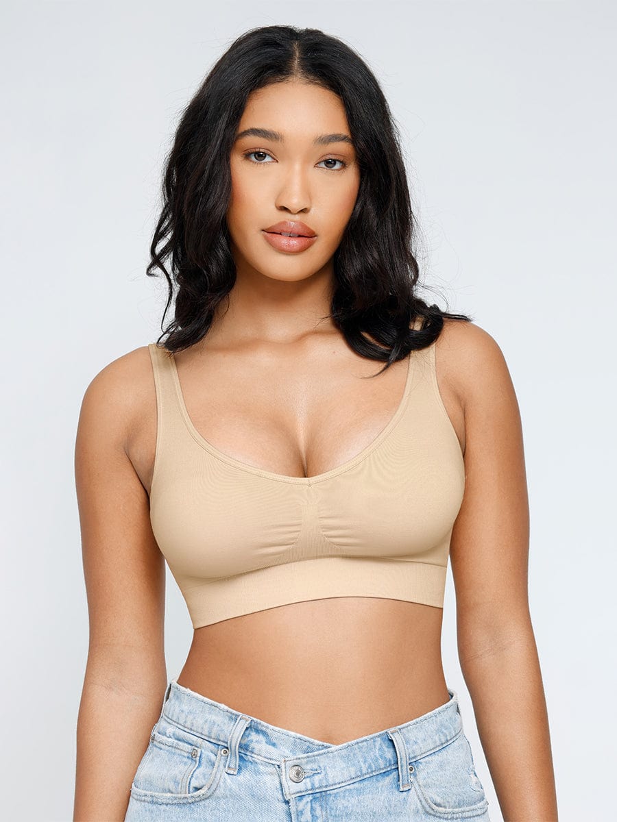 Seamless Back Fat Reduction Inner Bra White 5