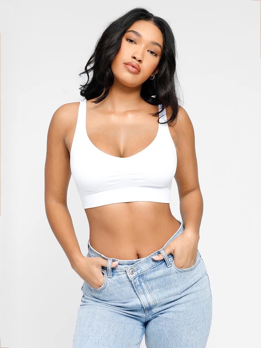 Seamless Back Fat Reduction Inner Bra White 8
