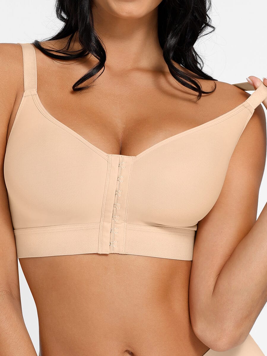 Post-Surgery Full Coverage Front Closure Bra Dark Skin 3