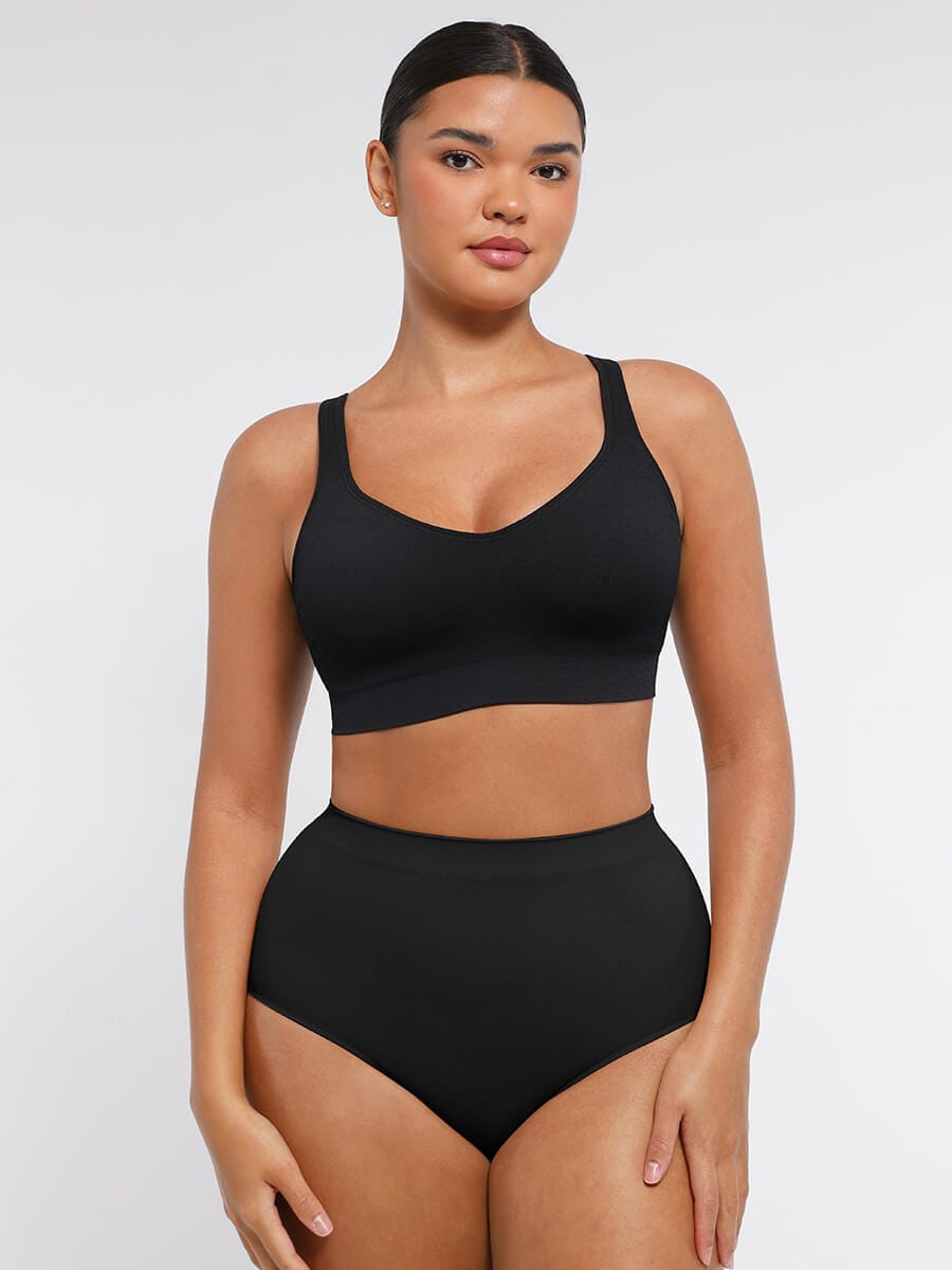 Wireless Bust Support Bra With Wide Straps Black 5