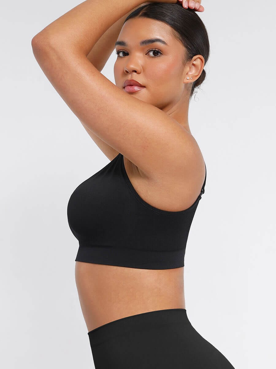 Wireless Bust Support Bra With Wide Straps Black 3