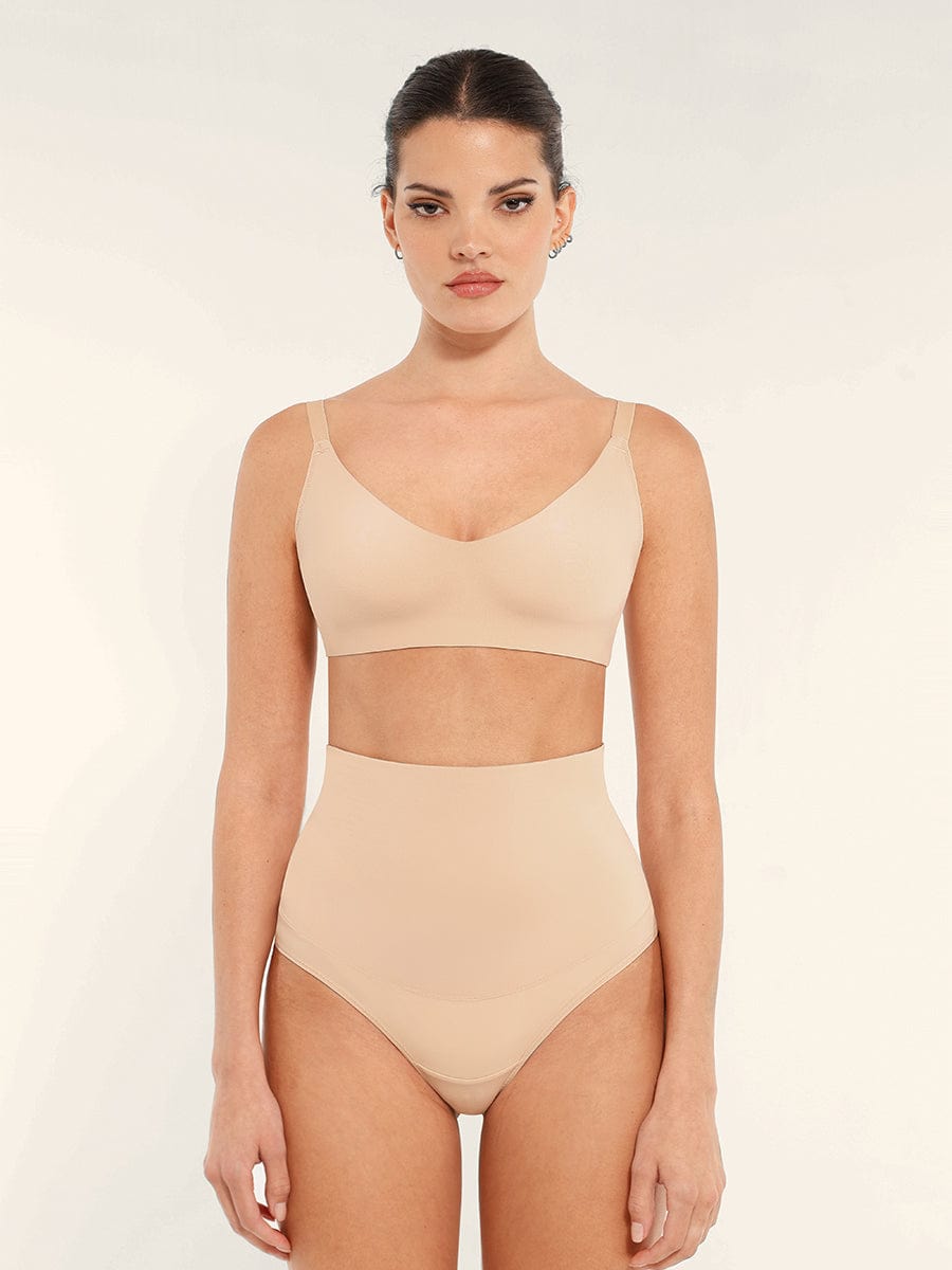 Seamless V-Neck Underarm-Smoothing Bralette Dark Pink 7