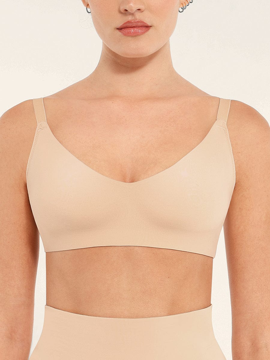 Seamless V-Neck Underarm-Smoothing Bralette Dark Pink 4