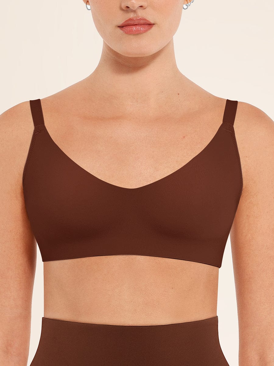 Seamless V-Neck Underarm-Smoothing Bralette Leopard Brown 5