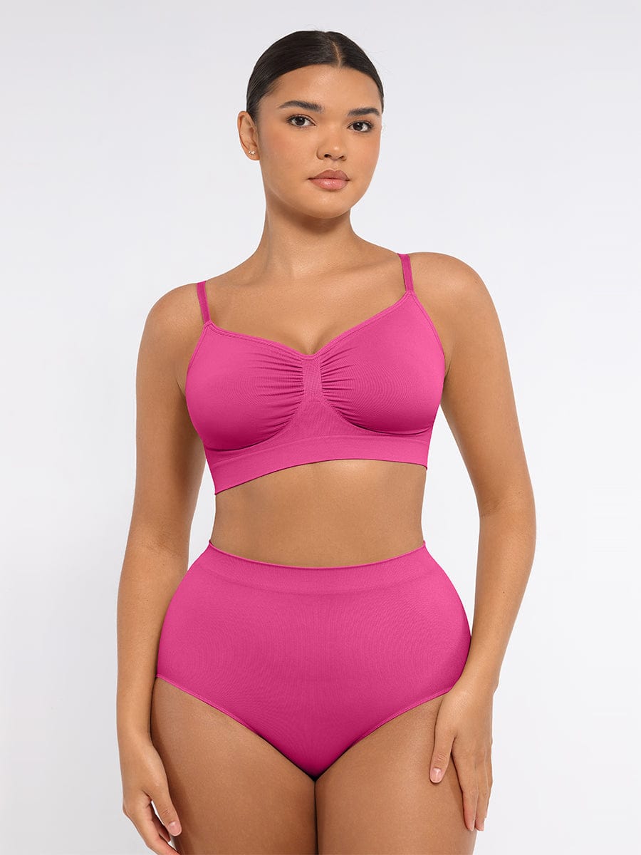 Seamless High-Waist Antibacterial Peach Hip Brief Dark Pink 5