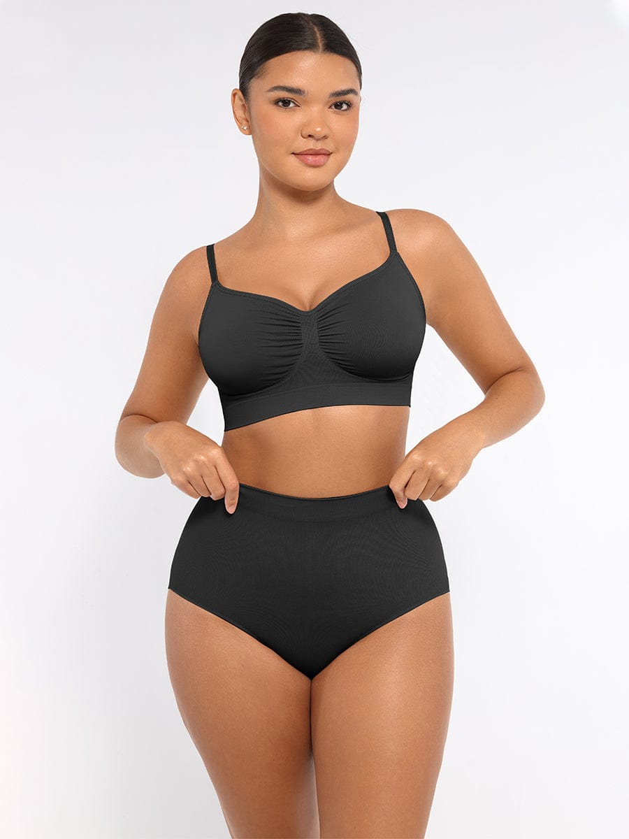 Seamless High-Waist Antibacterial Peach Hip Brief Black 4