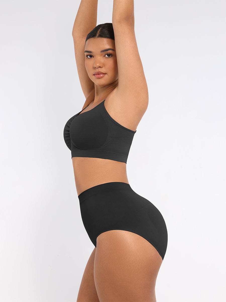 Seamless High-Waist Antibacterial Peach Hip Brief Black 5