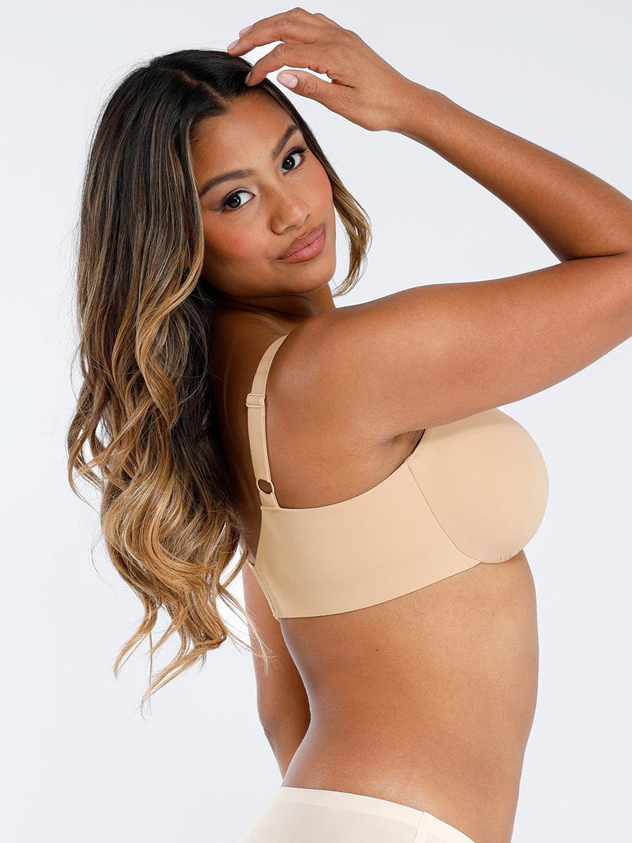 Unpadded Underwire Deep V-Neck Side Support Bra Leopard Pink 17