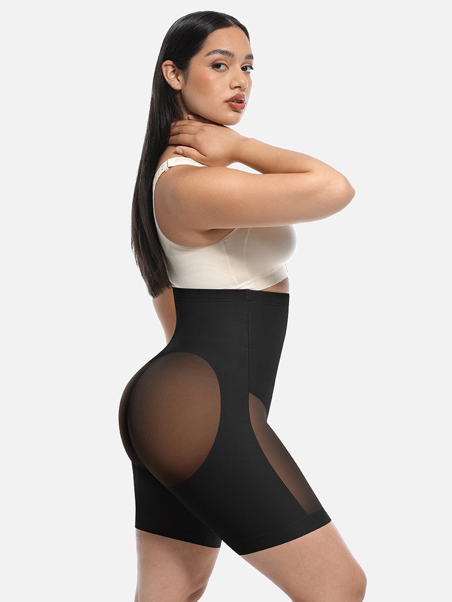 High-Waisted Butt-Lifting Shaper Shorts Dark Brown 6