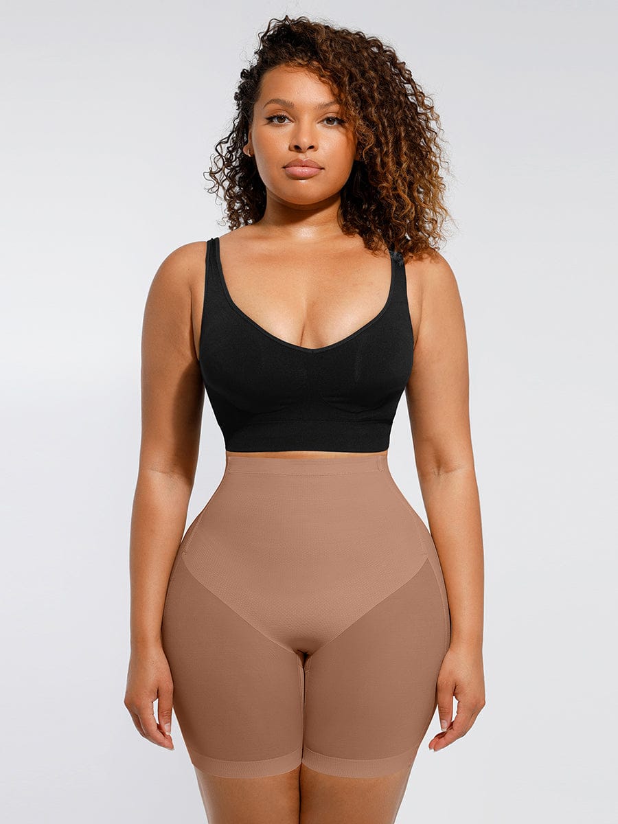 Low-Back Tummy Slimming Leg Shaper Light Brown 7